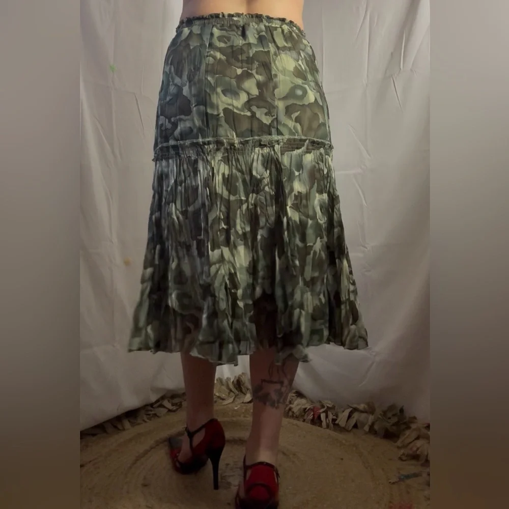 Watercolor Camouflage Tiered Frilly Fairy Grunge Skirt Size M - Picture 3 of 14